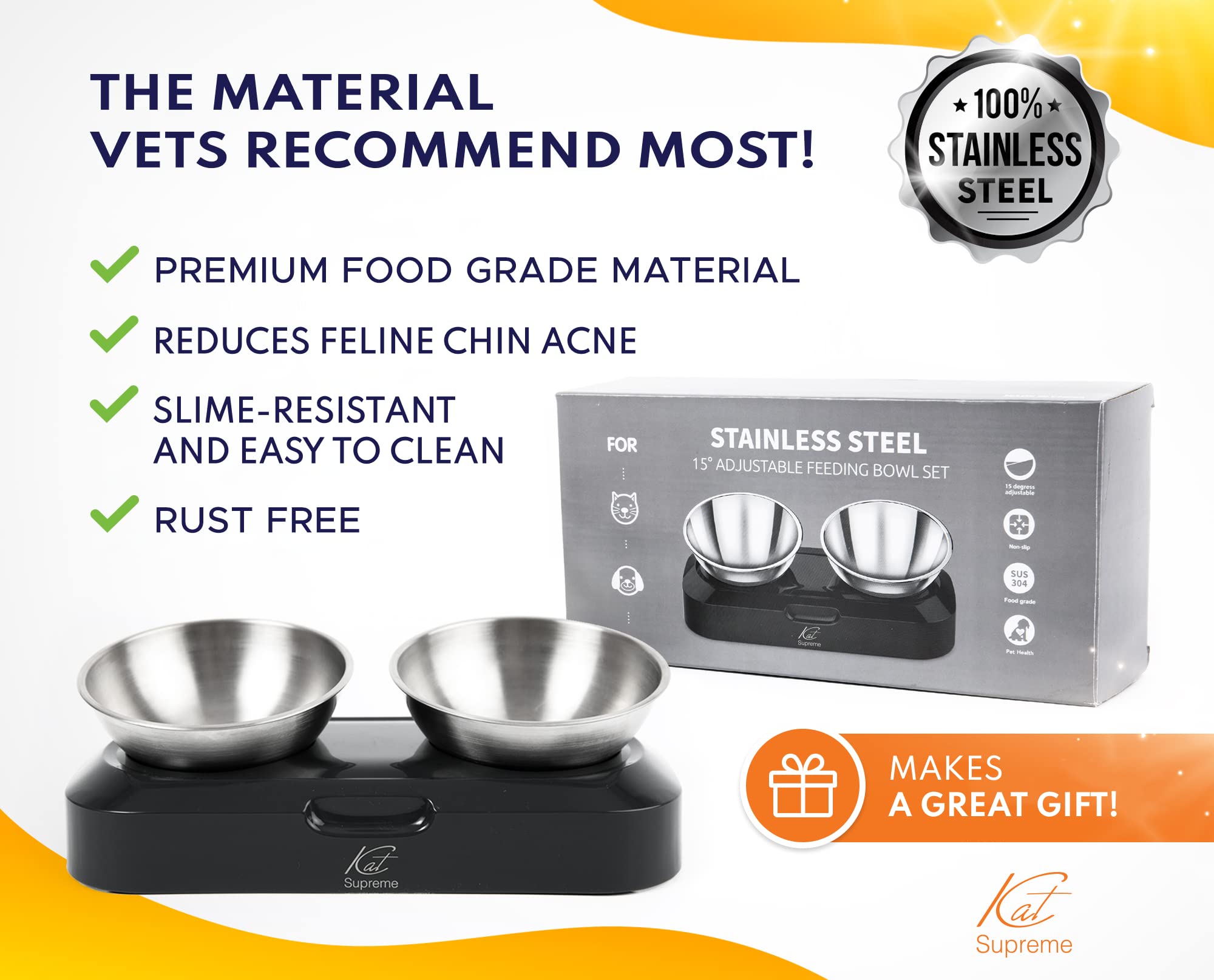 KATSUPREME elevated water bowl supports indoor cat hydration