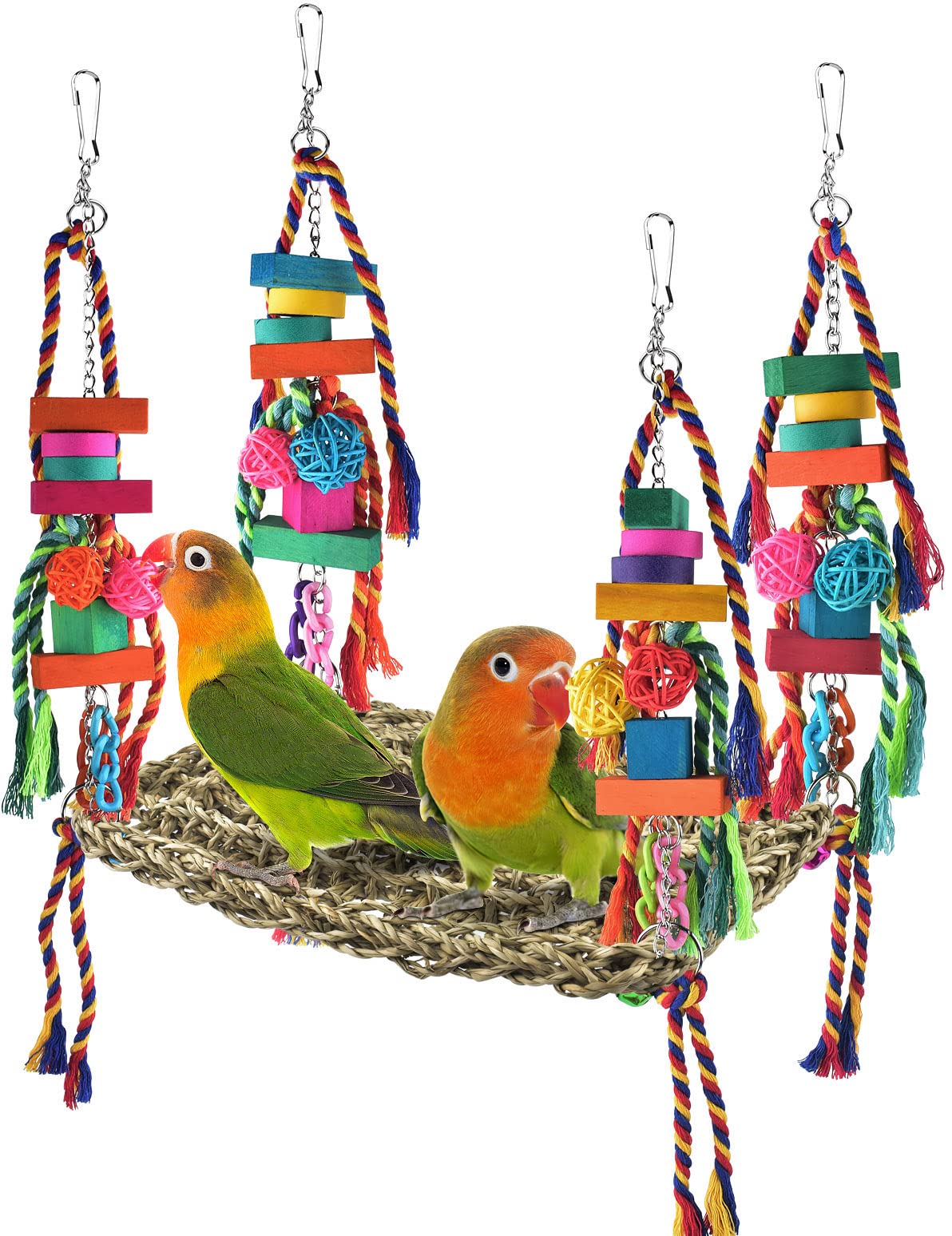 KATUMO seagrass wall toy hammock for birds promotes climbing and playful foraging.