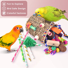 KATUMO bamboo decor close-up adds colorful enrichment for cages.