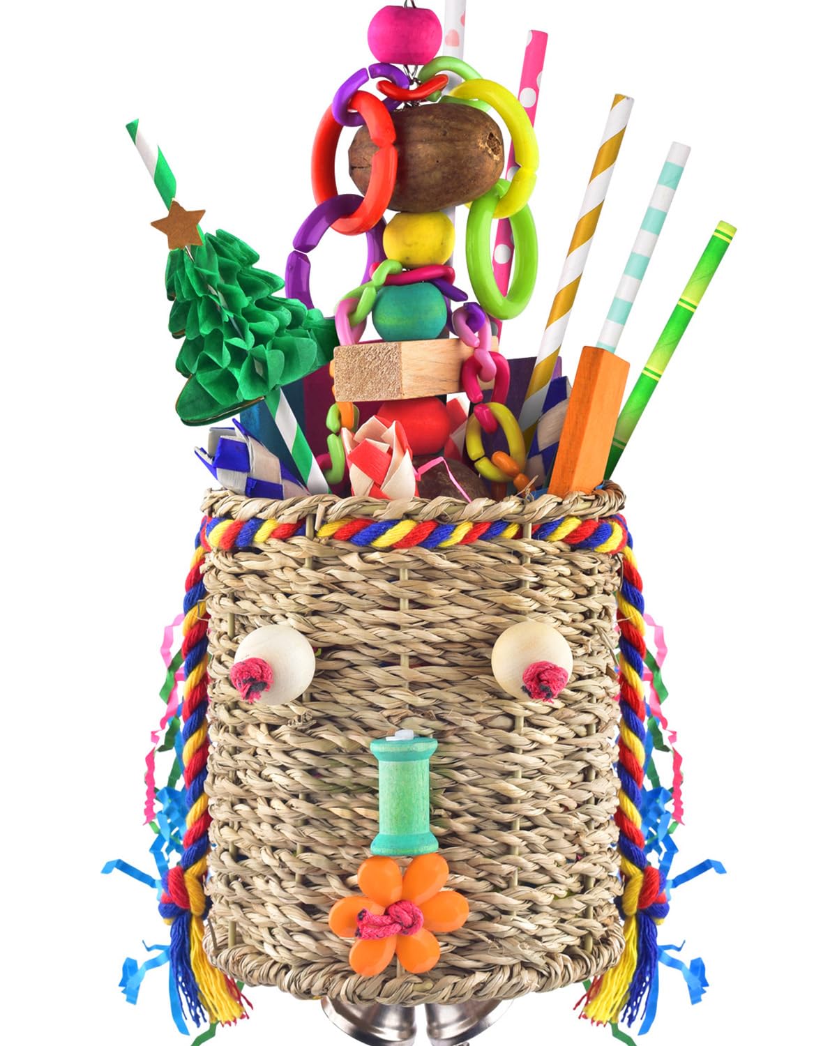 KATUMO parrot grass basket close-up promotes foraging and chewing.