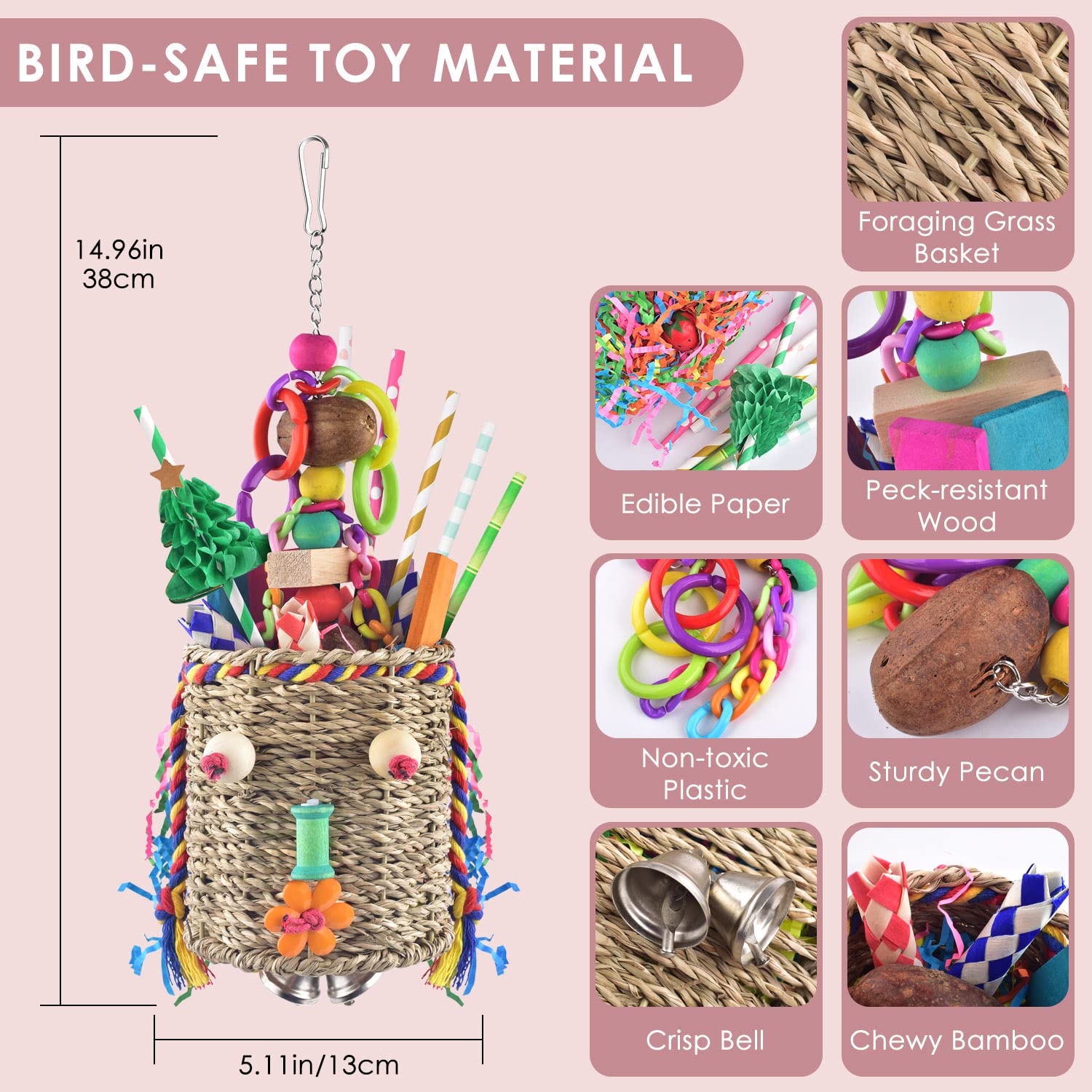 KATUMO wooden block beads close-up encourage shredding and nibbling.
