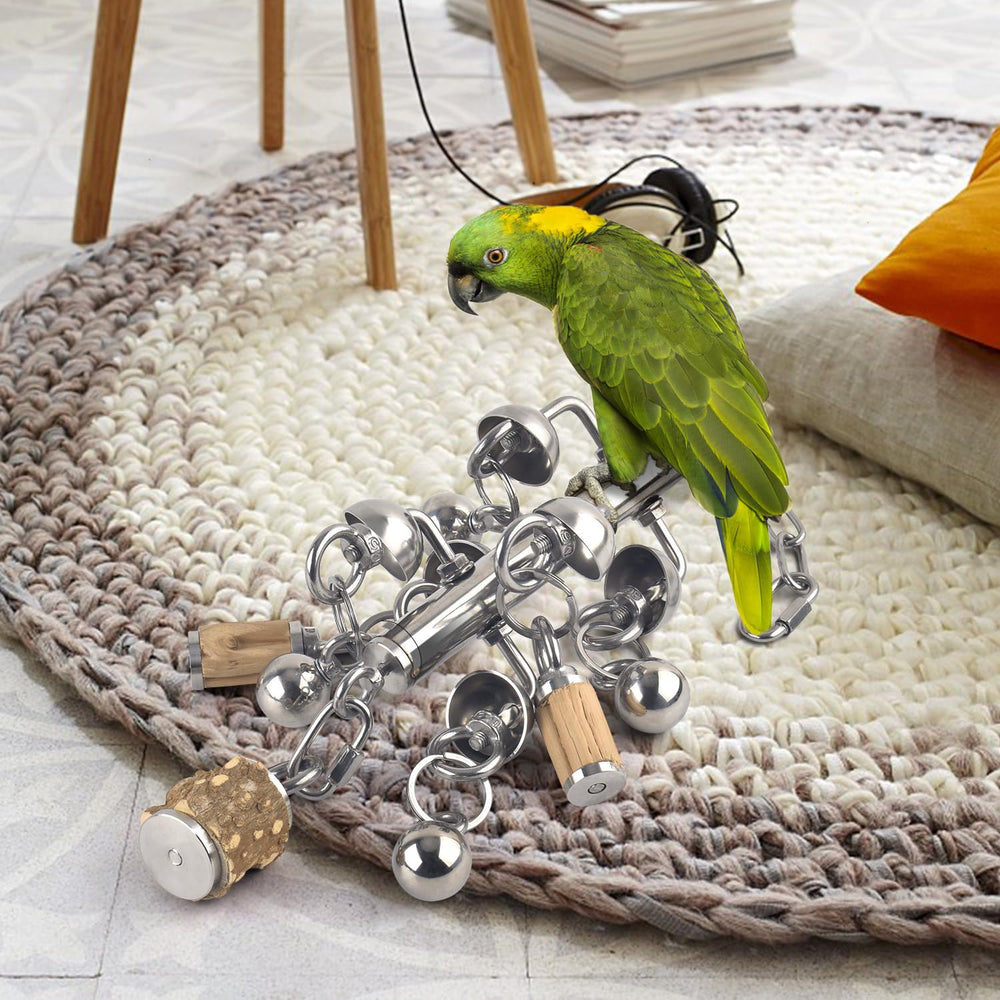 KATUMO natural wood blocks and stainless steel balls for chewing and exploration