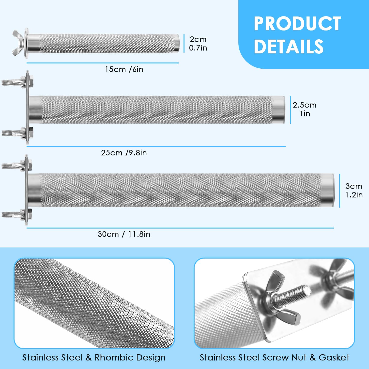 KATUMO parrot perch stainless steel install hardware enables secure cage mounting