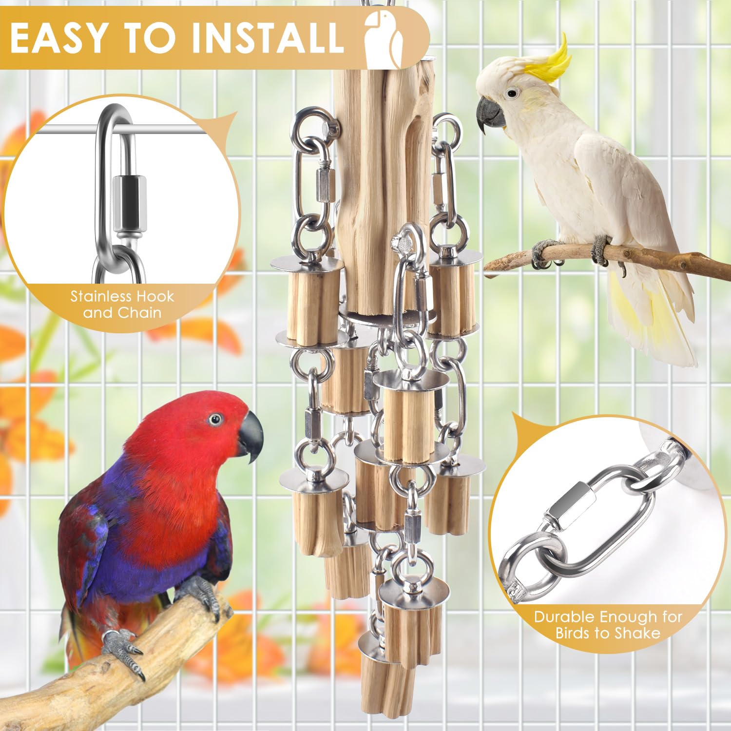 KATUMO parrot toy cage-hang setup for secure, convenient placement.
