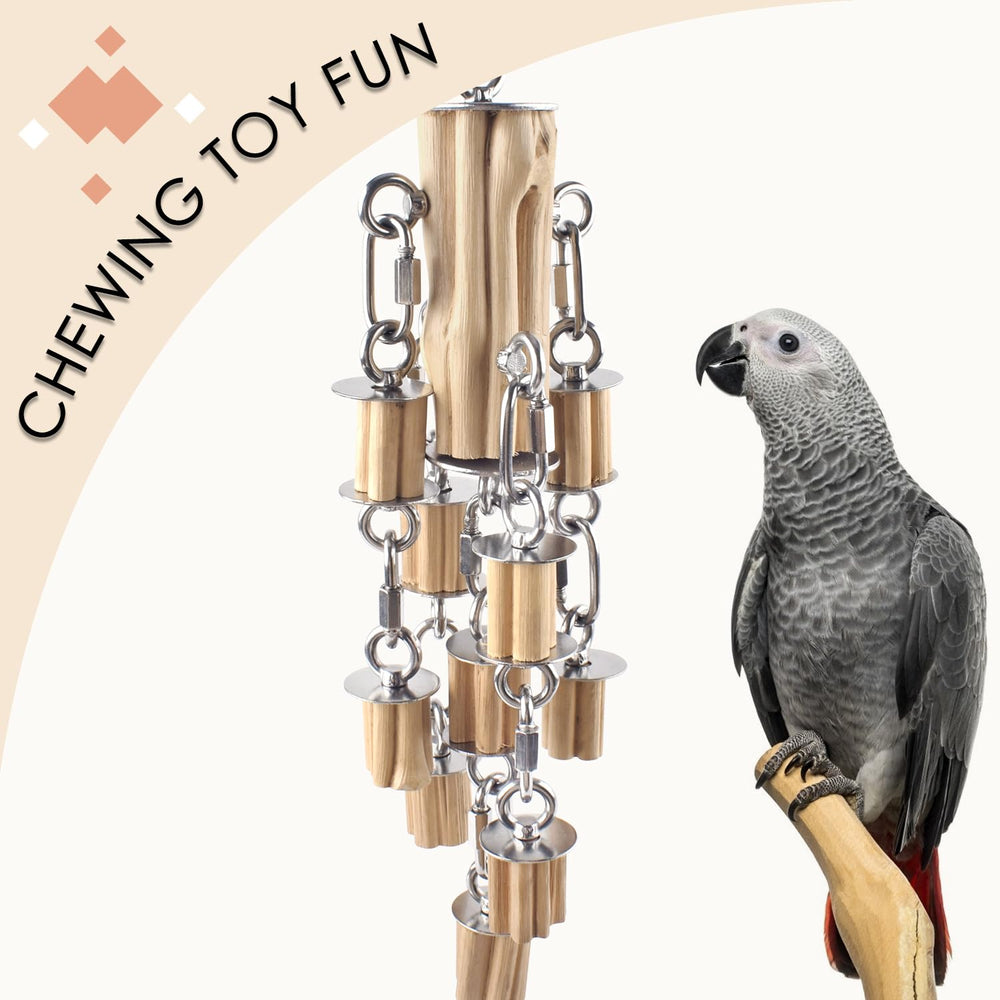 KATUMO parrot toy natural wood blocks provide safe gnawing for large parrots.