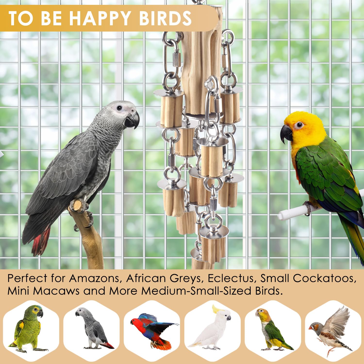 KATUMO parrot toy promotes physical and mental exercise through rotating parts.