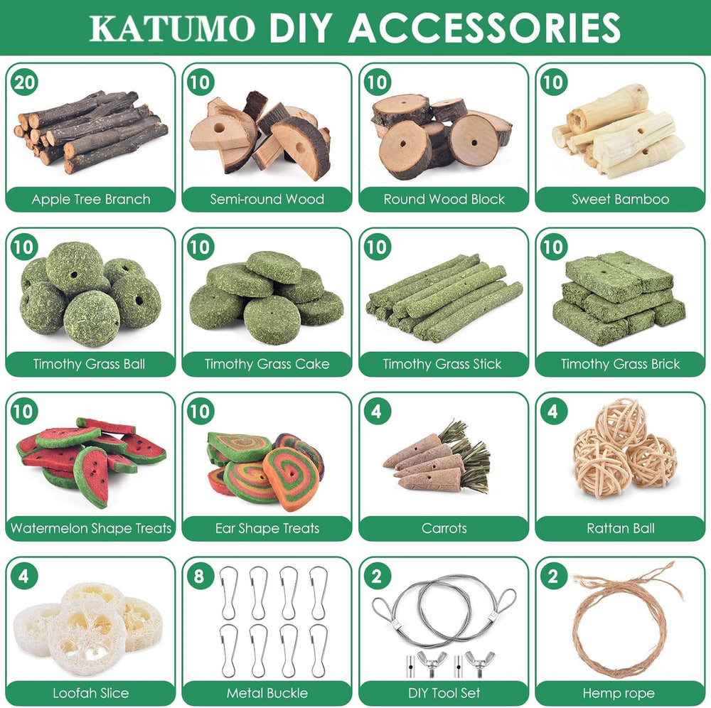 KATUMO Rabbit Chew Toys Semi-round Wood Blocks for gnawing and DIY play