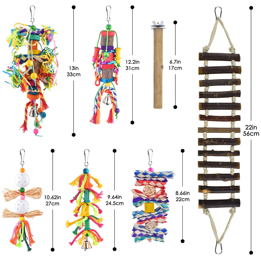 KATUMO wooden hanging ladder provides a natural climbing perch on the cage.