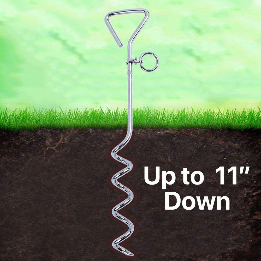 Katzco sturdy stake supports dogs up to 80 lb for reliable restraint.