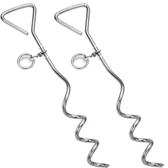 Katzco 16-inch arrowhead stake anchors outdoors for secure tethering.