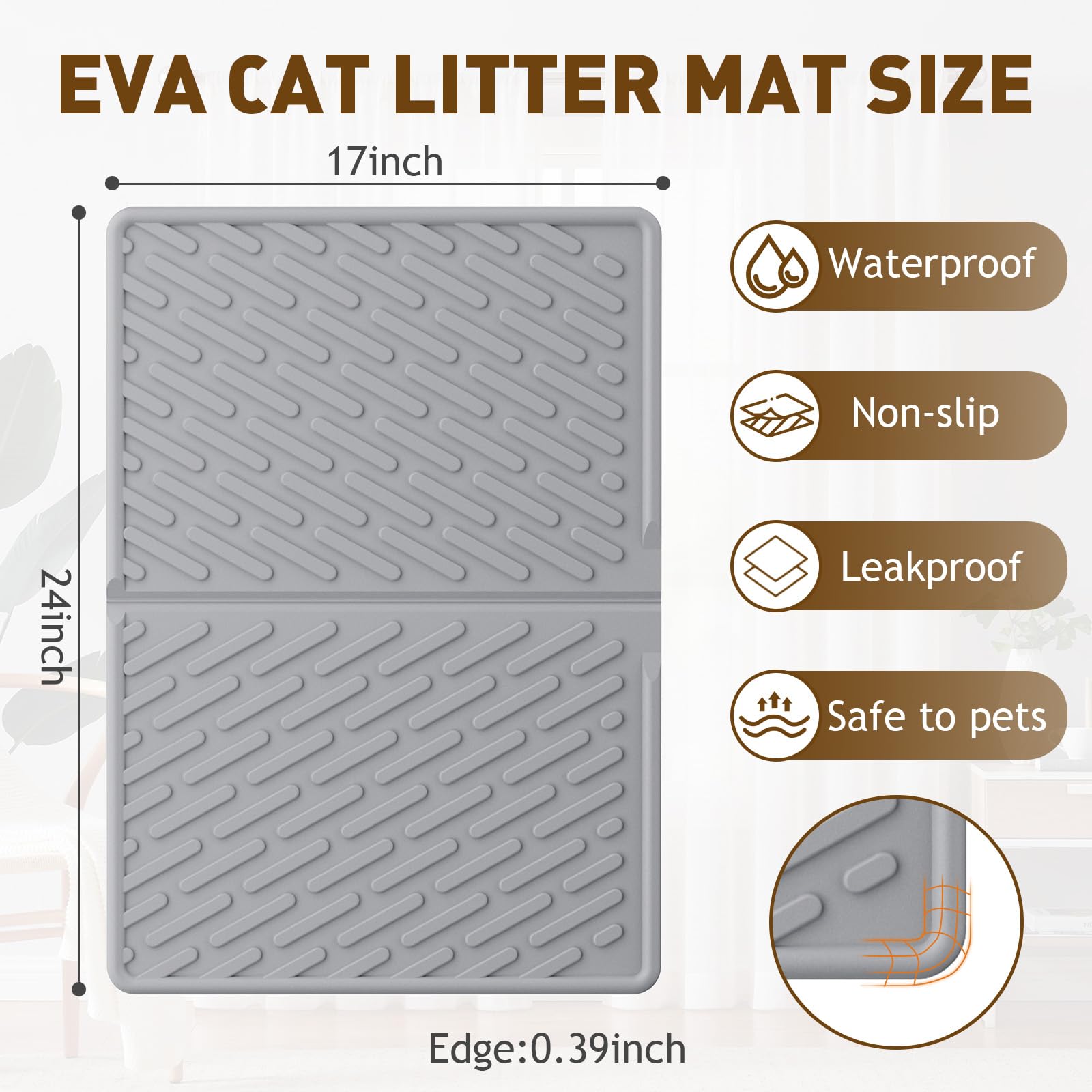 Kaxionage litter mat easy-to-clean surface simplifies tidying