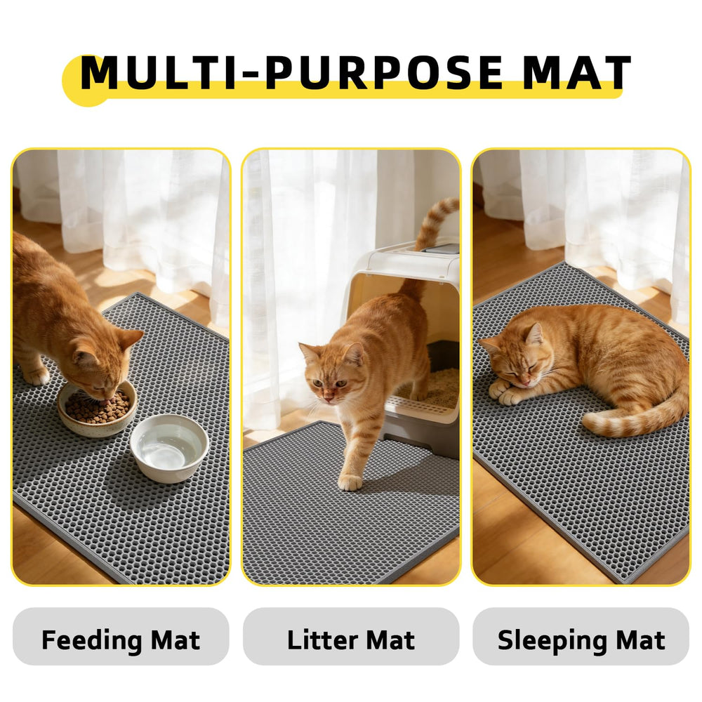 Kaxionage cat litter mat ships folded; lay flat to reduce creases