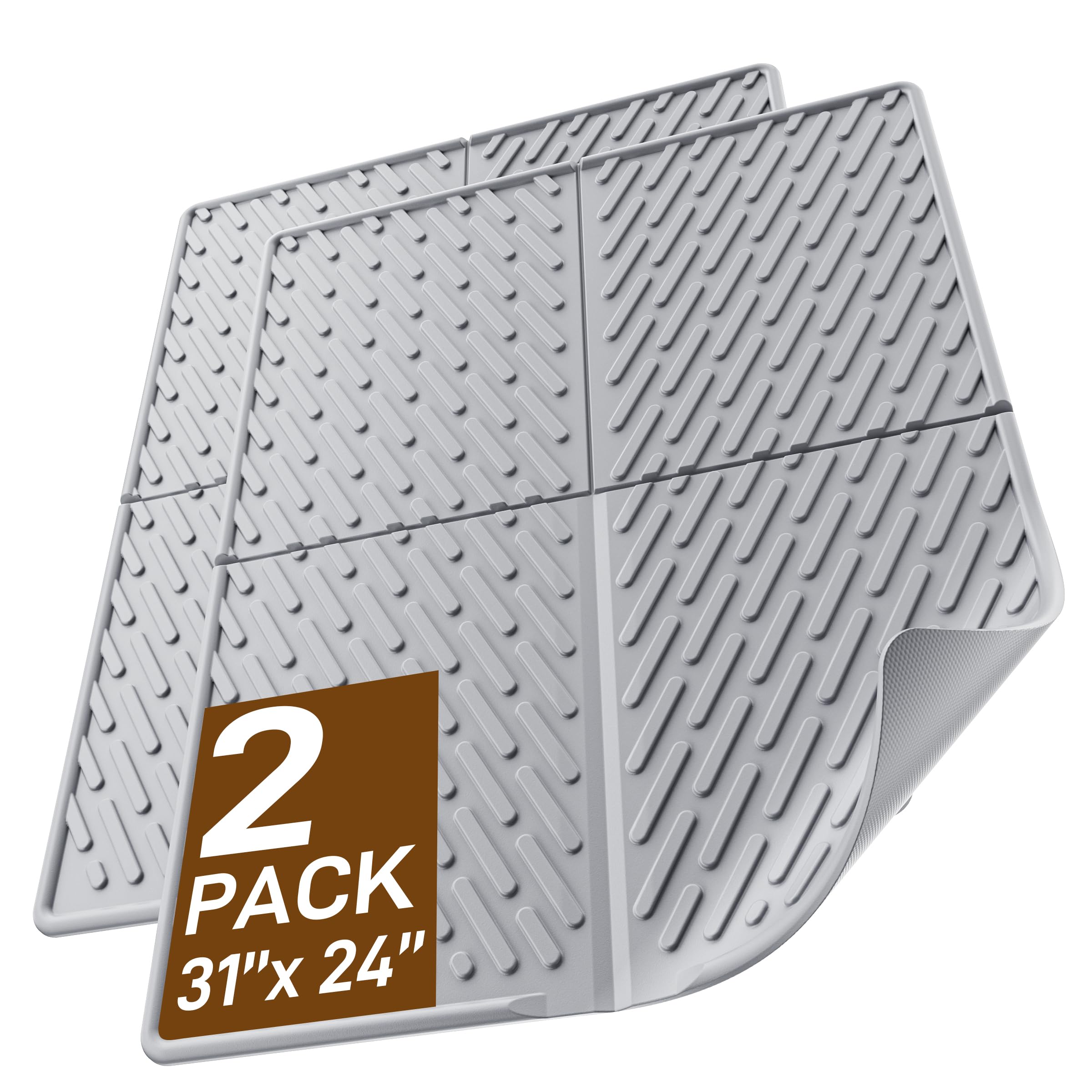 Kaxionage cat litter mat with grooves and raised edge captures litter and protects floors.