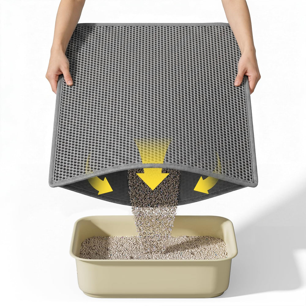 Kaxionage cat litter mat top view showing honeycomb structure traps litter