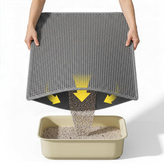 Kaxionage cat litter mat top view showing honeycomb structure traps litter