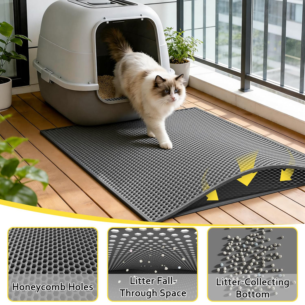 Kaxionage cat litter mat side-opening design for easy reclaim
