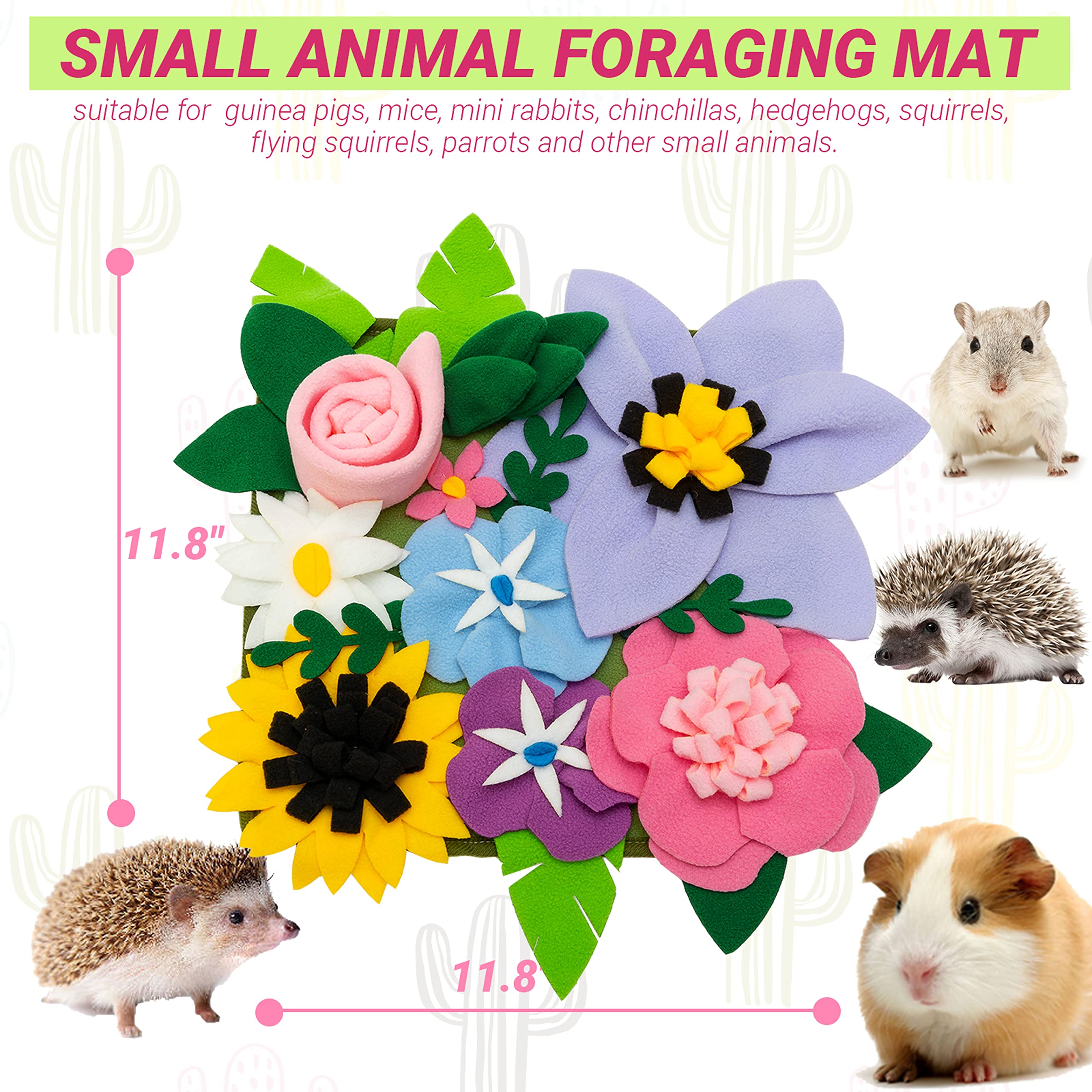 KayCOWZA foraging mat showing hidden food under petals encourages sniffing and exploration
