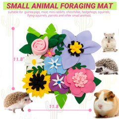 KayCOWZA foraging mat showing hidden food under petals encourages sniffing and exploration