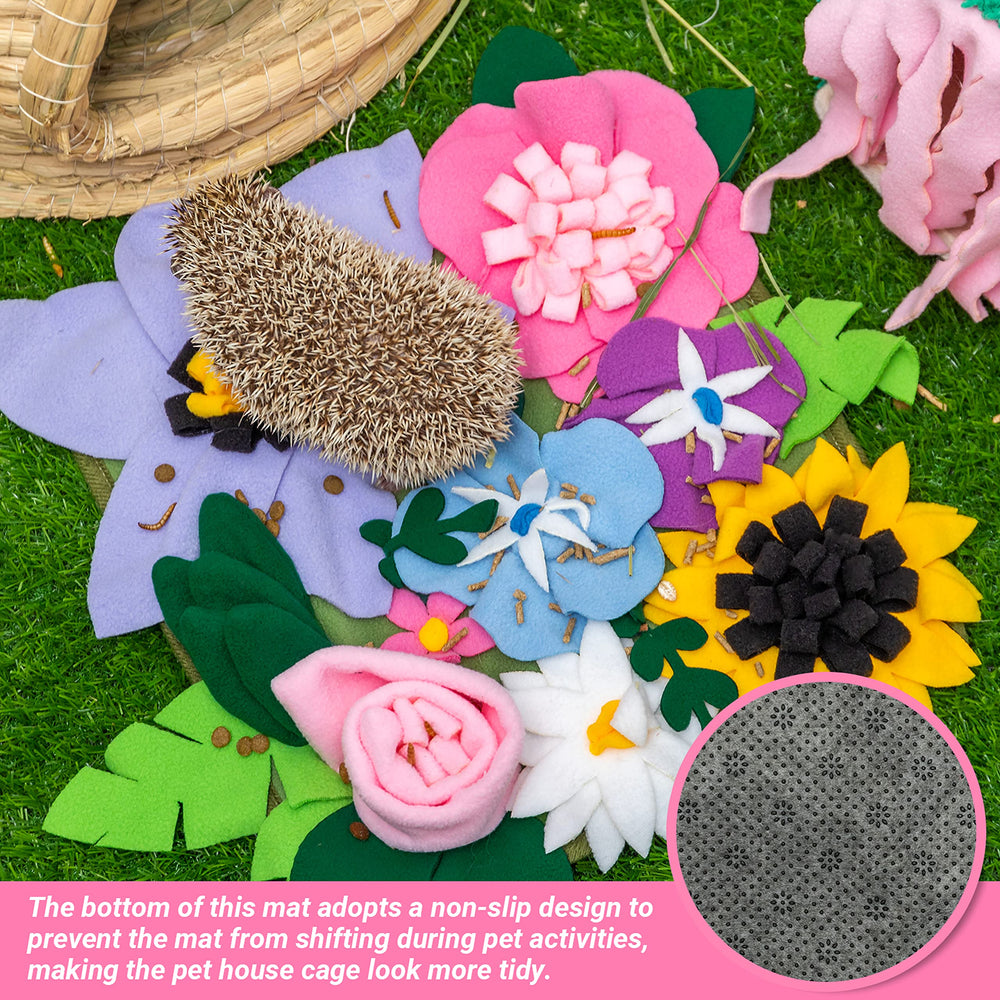 KayCOWZA foraging mat sized 11.8 by 11.8 inches fits multiple small pets