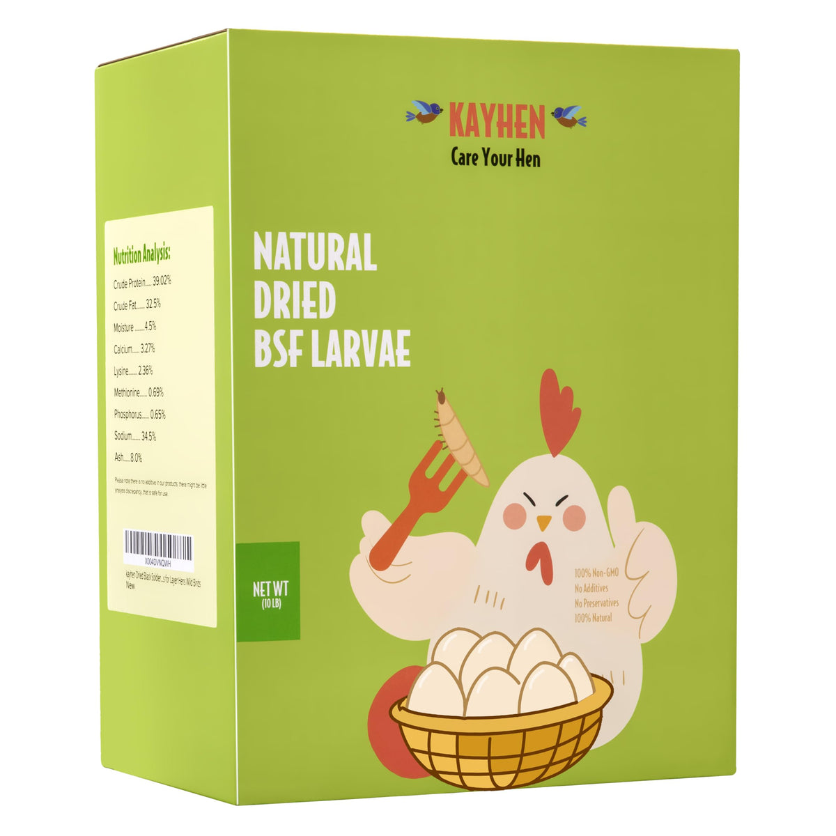 KayHEN black soldier fly larvae provide calcium-rich nutrition for chickens.