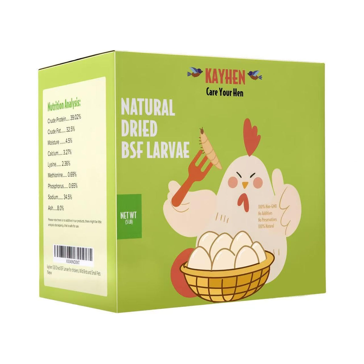 KAYHEN BSF larvae 5lb bulk bag shown for easy feeding