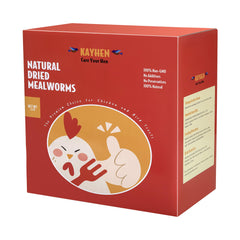 Kayhen dried mealworms 5lb bag shown, a natural protein snack for poultry and birds.