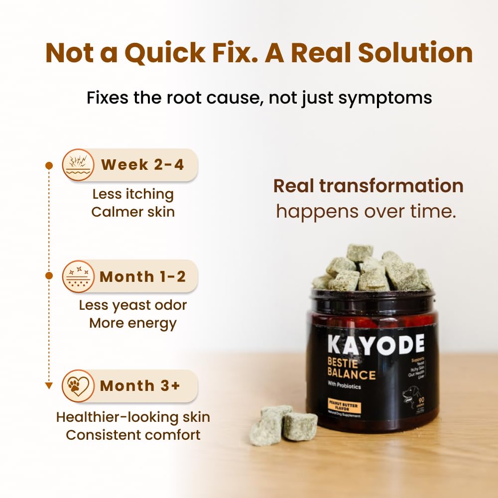 Kayode Bestie Balance 2.5B CFU probiotics highlighted on bottle label.