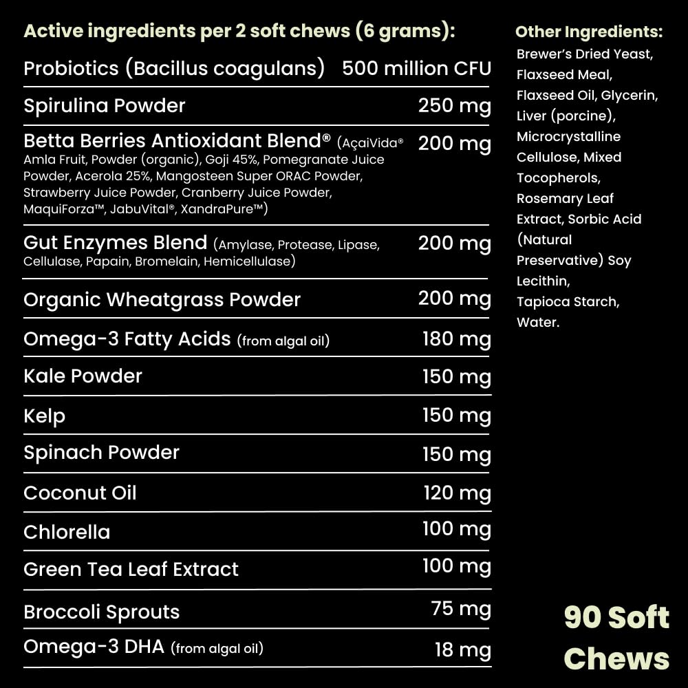Kayode Canine NutriGreens kelp ingredient closeup emphasizes mineral content