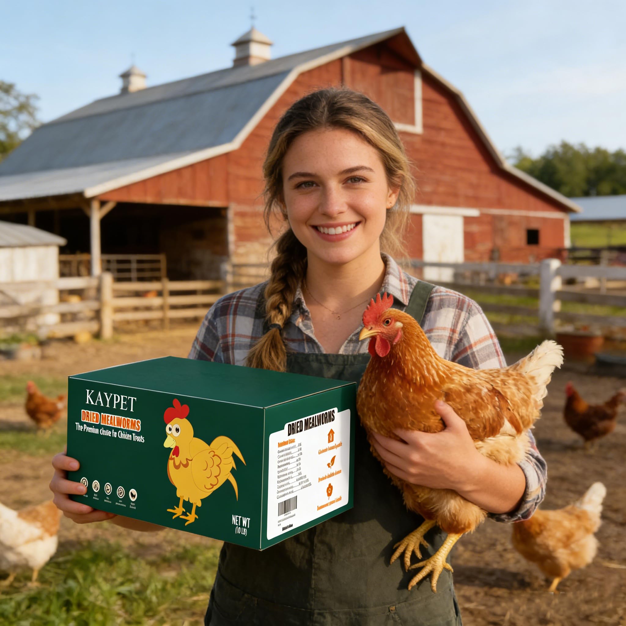 Mealworms packed for poultry feed with 51% protein and 24% fat.