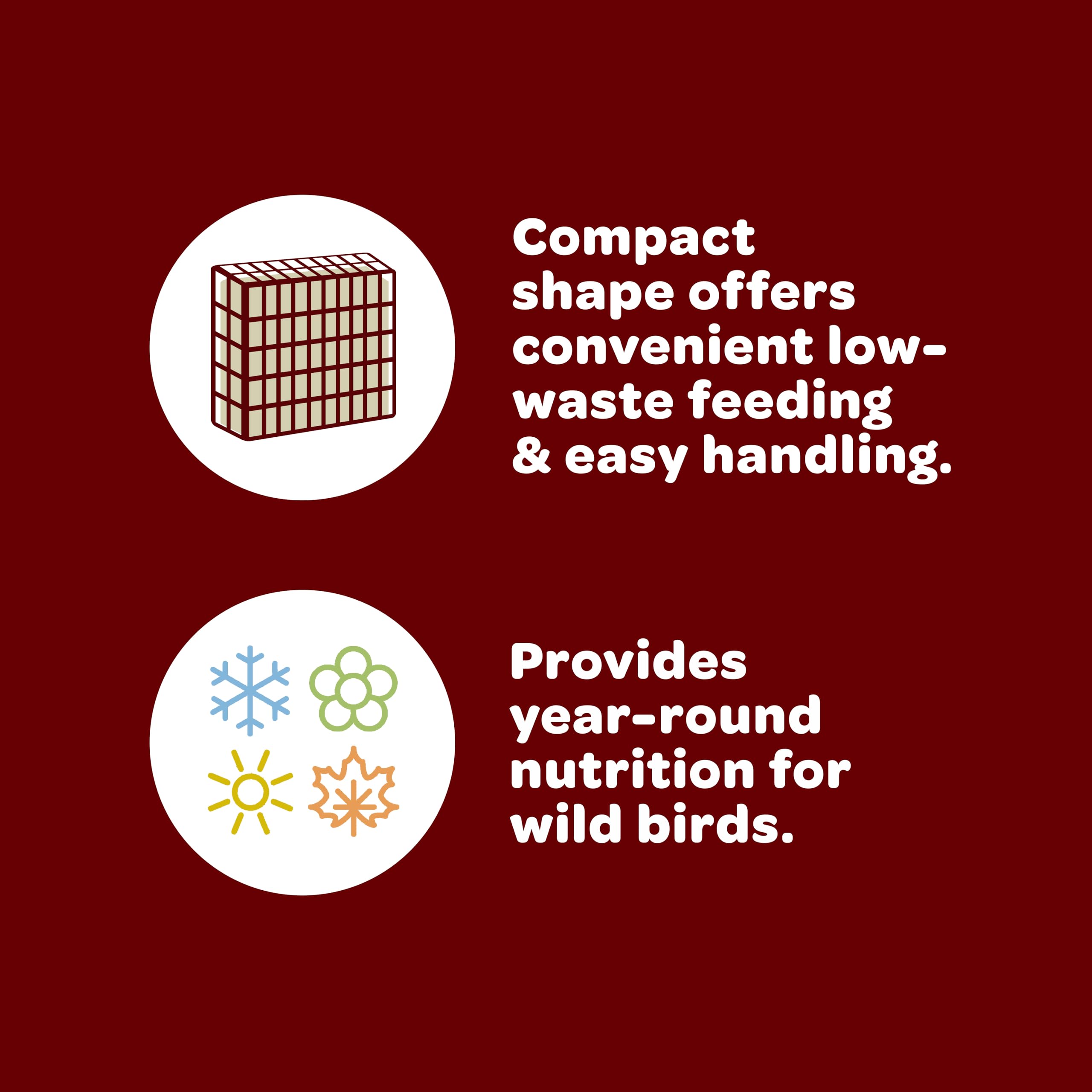 Kaytee Cardinal Seed Cake packaging emphasizes long-lasting feeding performance.