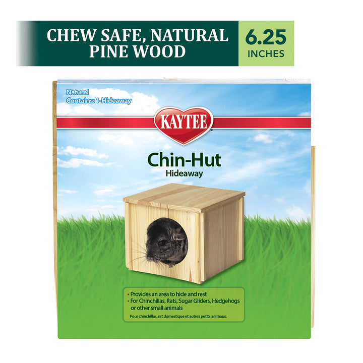 Kaytee Chinchilla Hut shows slide-together assembly for quick, safe setup.
