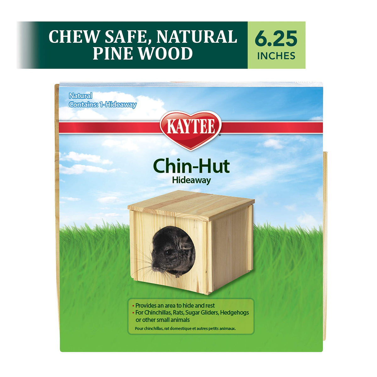 Kaytee Chinchilla Hut shows slide-together assembly for quick, safe setup.