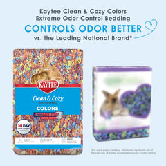 Kaytee Clean & Cozy Colors odor-control bedding neutralizes ammonia for a fresher habitat.