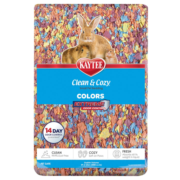 Kaytee Clean & Cozy Colors bedding with soft texture supports pet comfort.