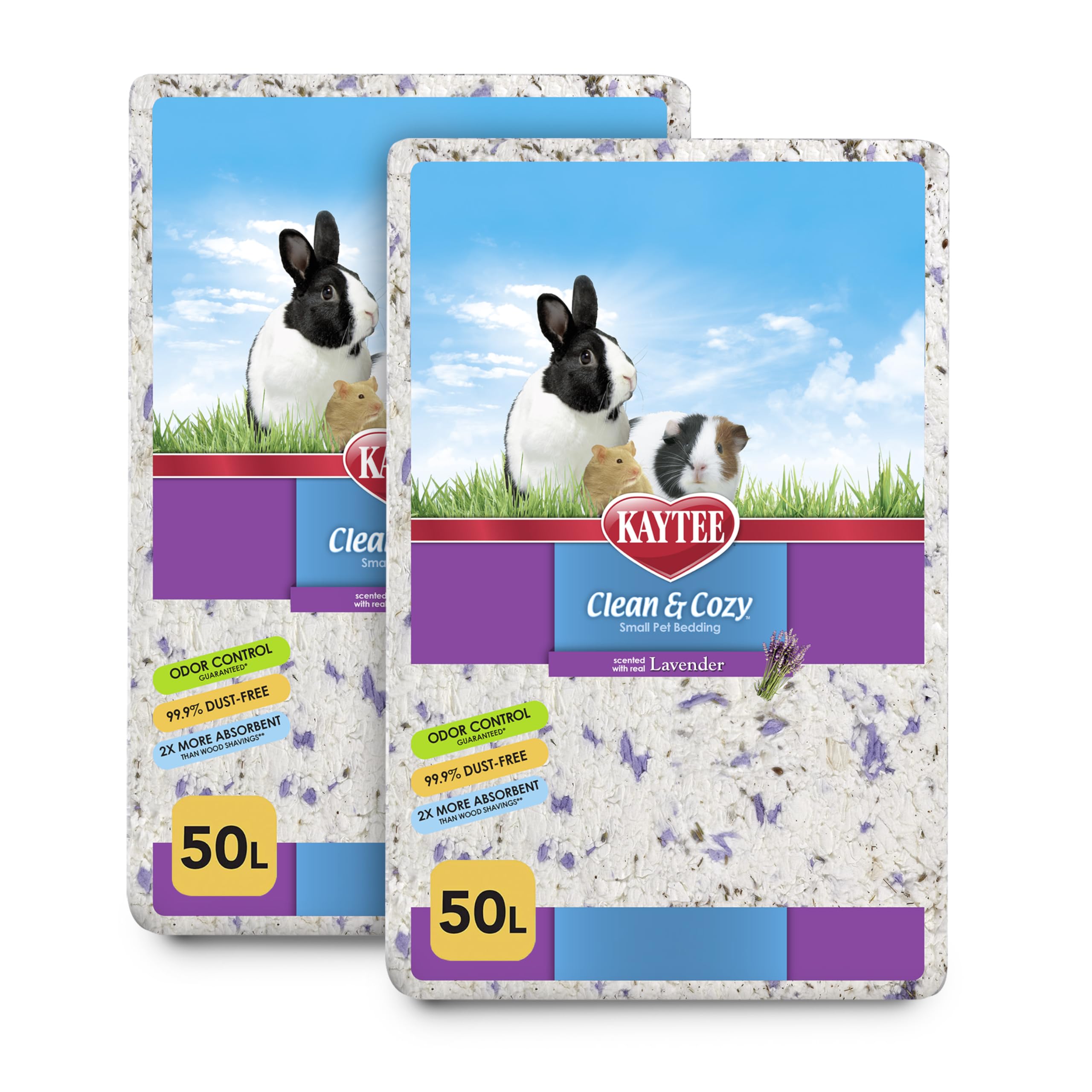 Kaytee Clean & Cozy Lavender Bedding packaging ready for setup, compact and clean.