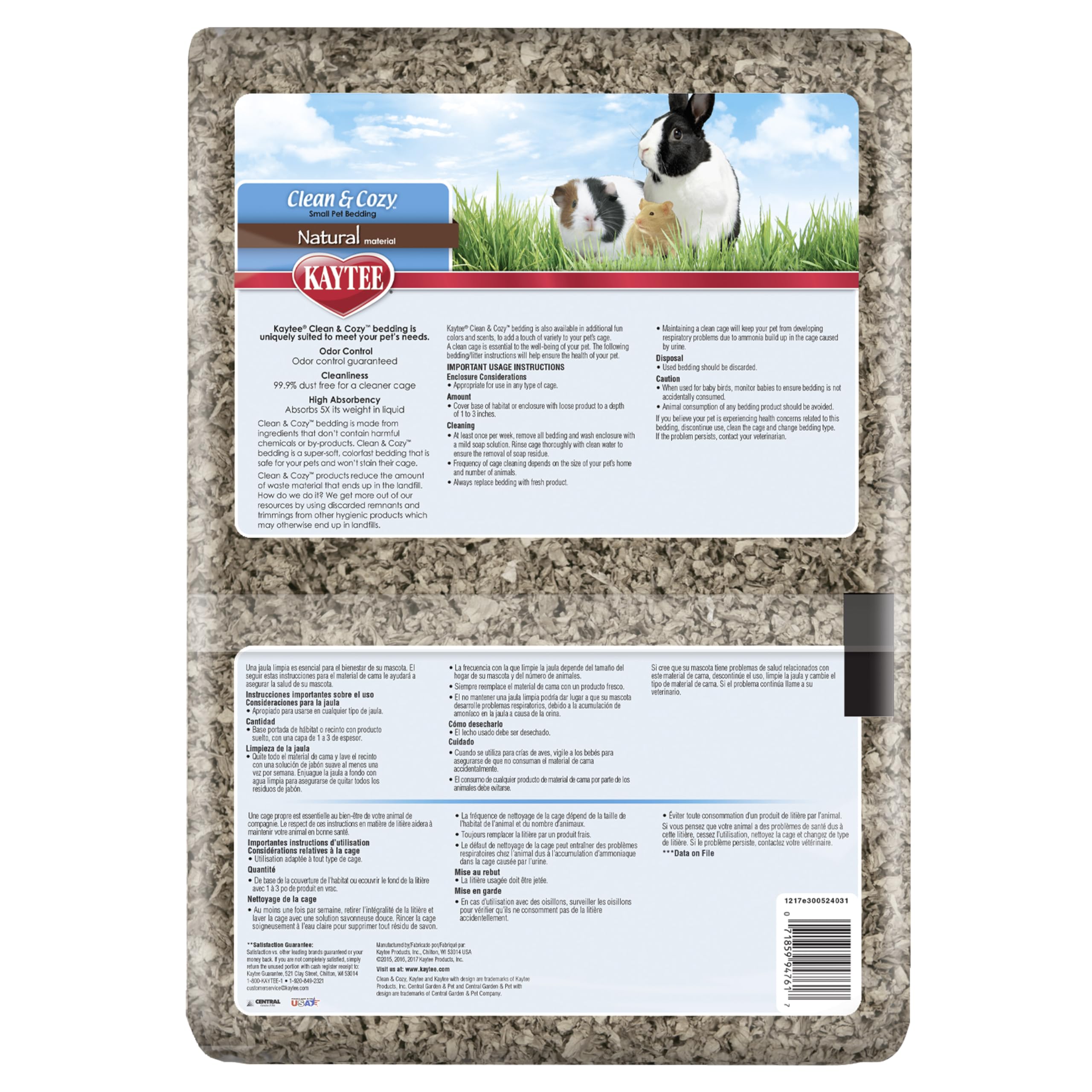 Absorbs up to 5x its weight for a dry, clean habitat with Kaytee bedding.