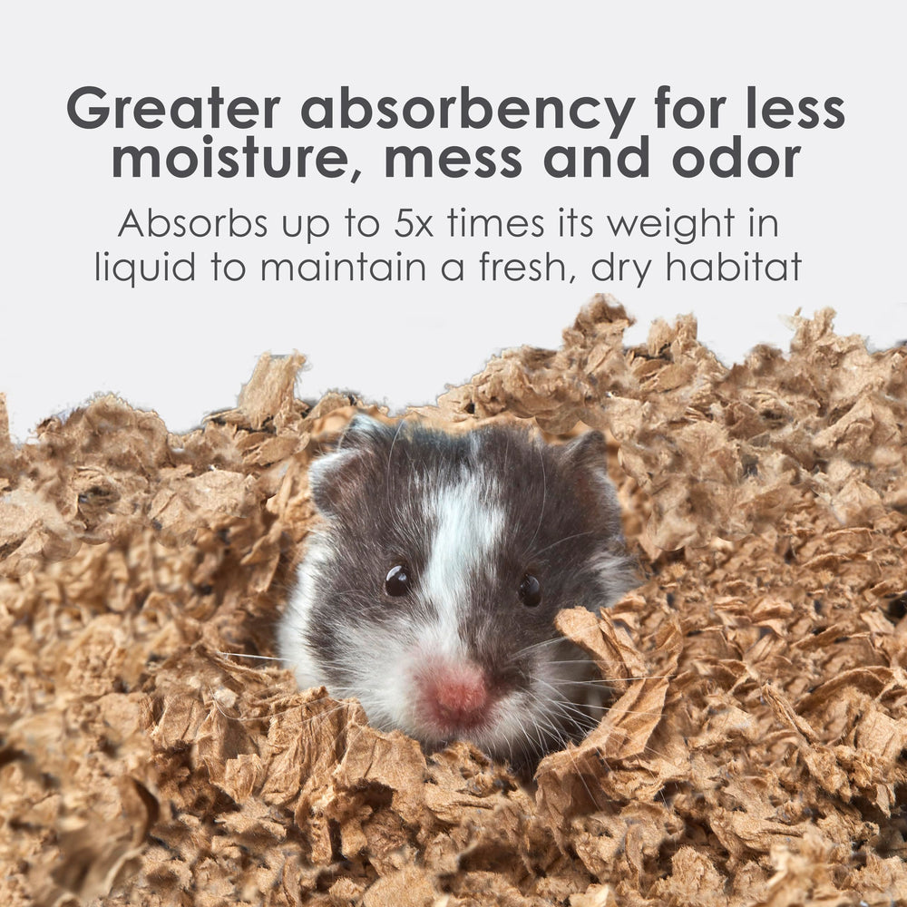 Absorption action display; Kaytee bedding soaks up liquids efficiently