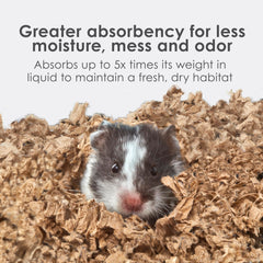 Absorption action display; Kaytee bedding soaks up liquids efficiently