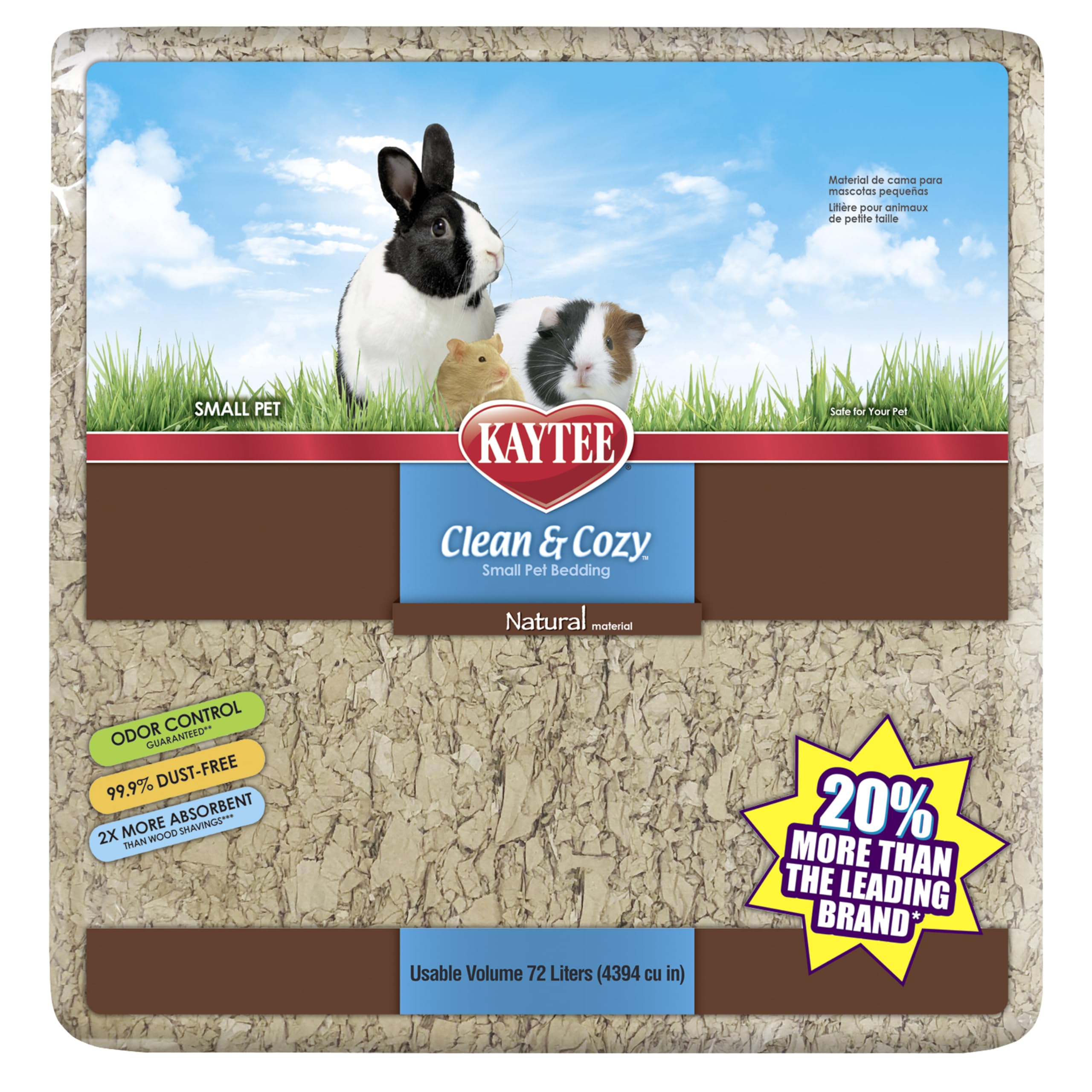 Kaytee Clean & Cozy packaging showing eco-friendly natural paper bedding