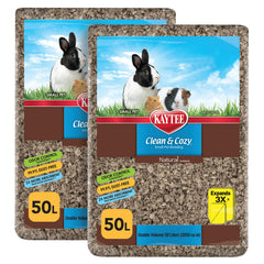 Kaytee Clean & Cozy packaging shows 100% recycled paper bedding for small pets