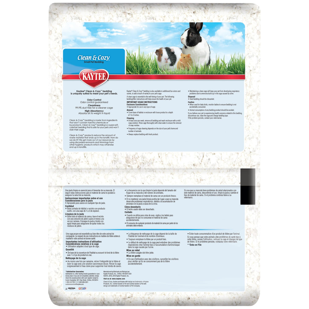 Kaytee Clean & Cozy 99.9% dust-free bedding keeps cages tidy.