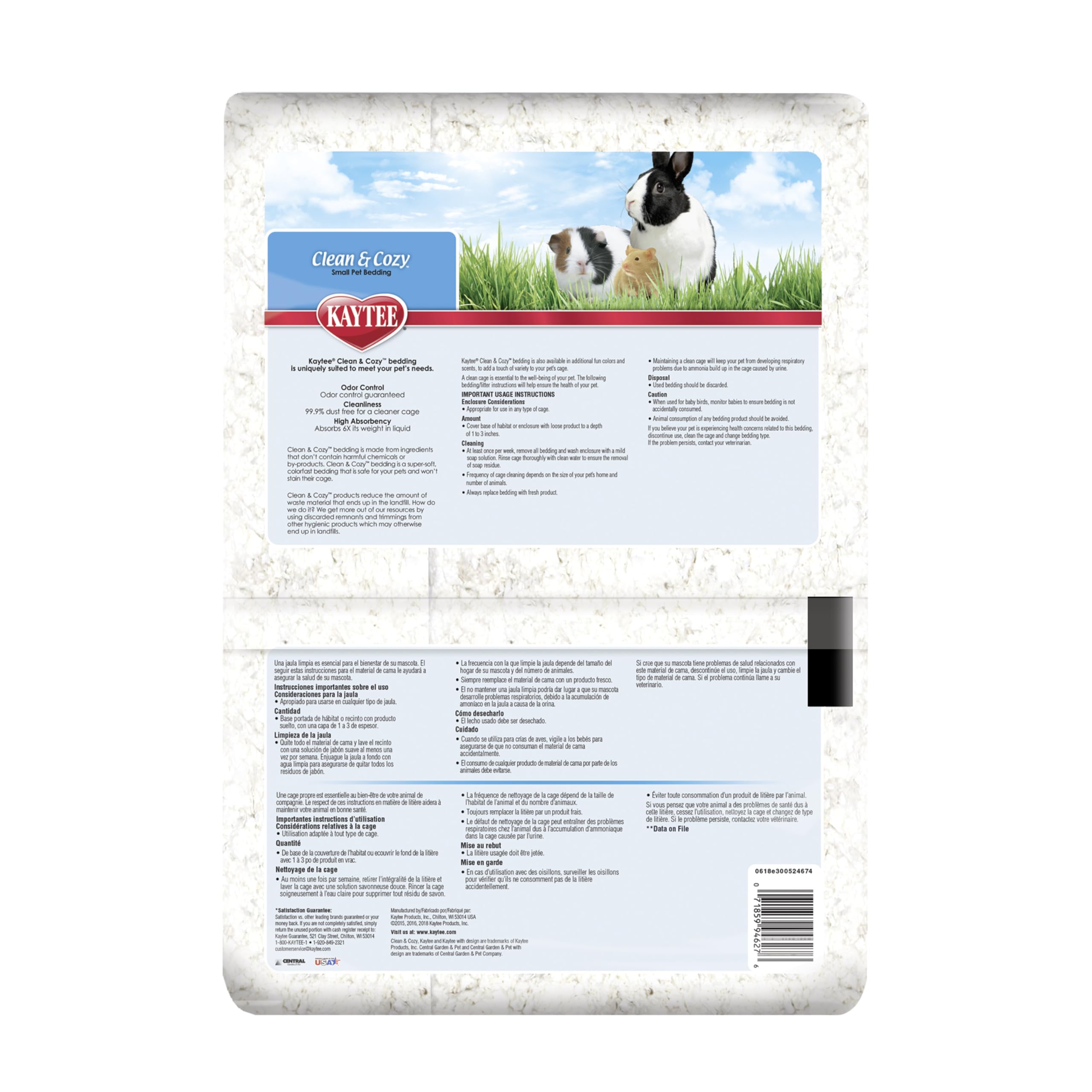 Fragrance-free Kaytee Clean & Cozy bedding suitable for sensitive noses