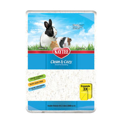 Kaytee Clean & Cozy packaging showing premium white paper bedding for a gentle nap