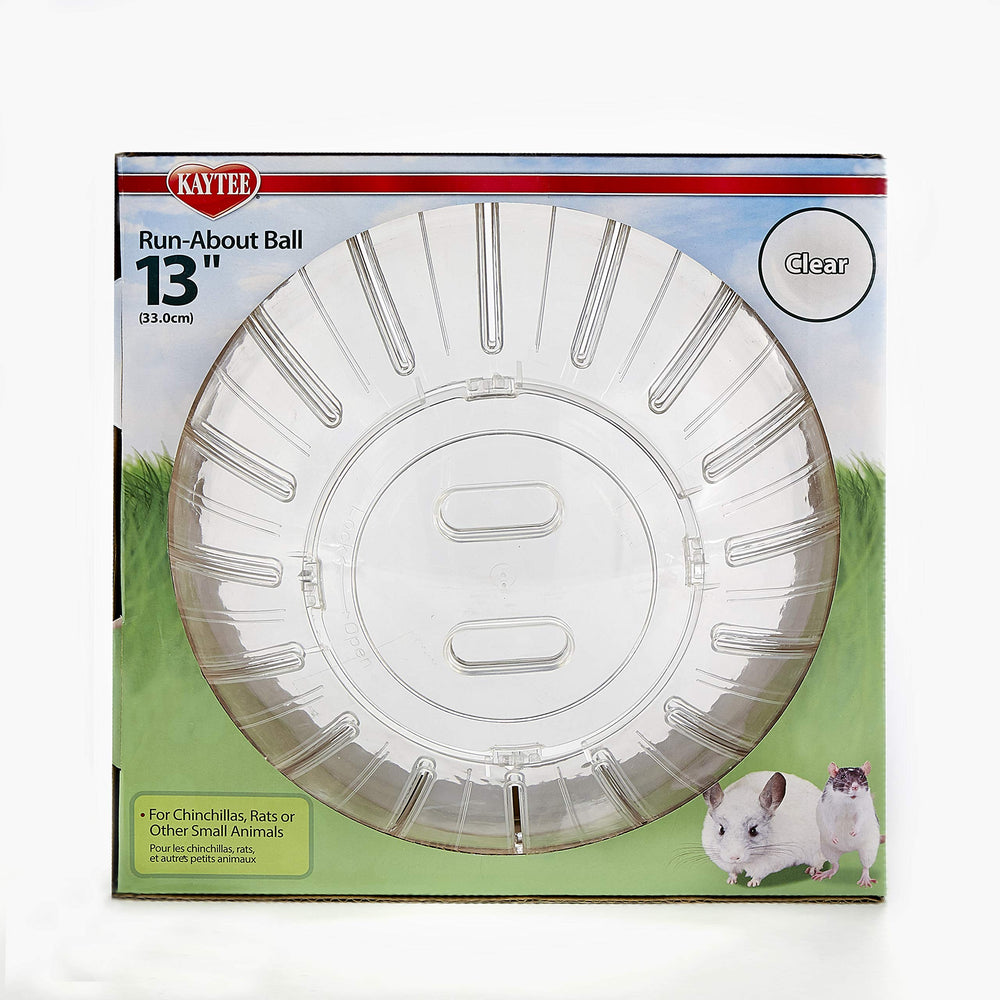 Kaytee Run-About Ball 13-inch front view showing safe space for rats and chinchillas