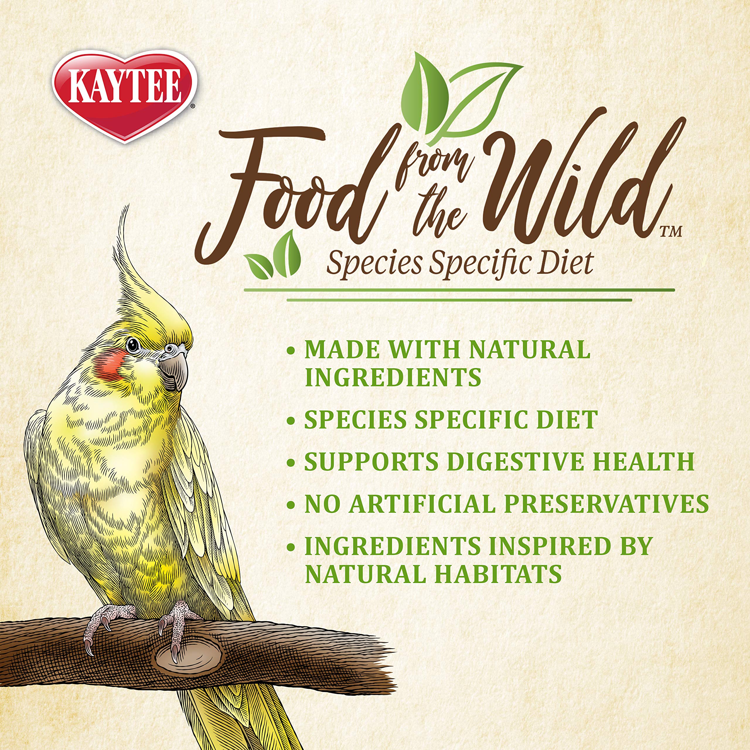 Kaytee cockatiel papayas and pineapples visual emphasizes tropical flavors for exploration.