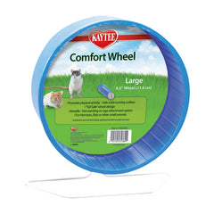 Kaytee Comfort Wheel 8.5-inch side view highlighting a sturdy stand for versatile placement.