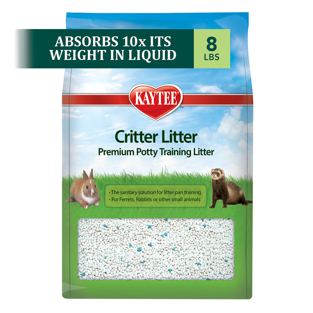 Close-up of Kaytee Critter Litter granules for dust-free use.