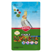 Kaytee Exact Rainbow Cockatiel nuggets in a bowl support vibrant plumage.