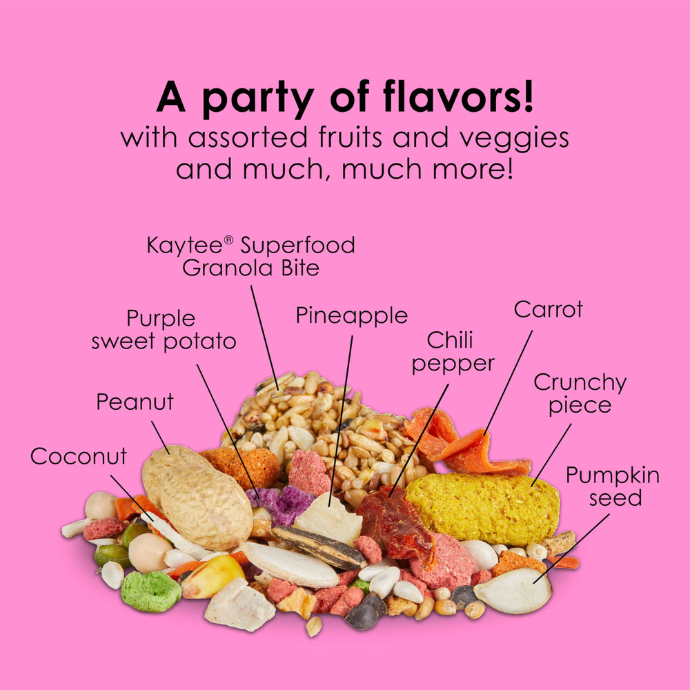 Kaytee Fiesta Big Bites crafted by experts with 150 years of nutrition experience