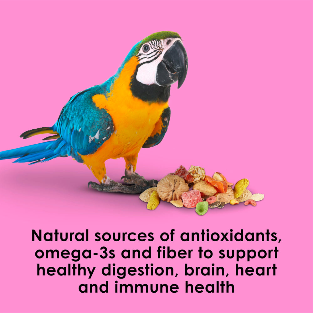 Skin and feather health can benefit from Kaytee Fiesta Big Bites.